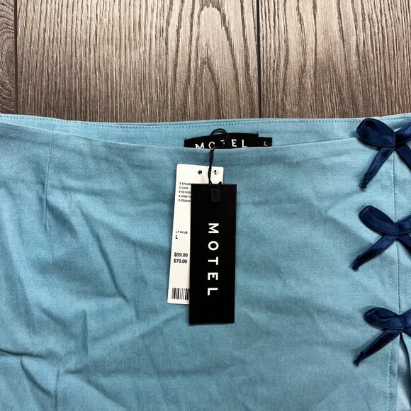 Motel Rocks Mini Yitra Bow Skirt Blue New Large NWT - Picture 2 of 10